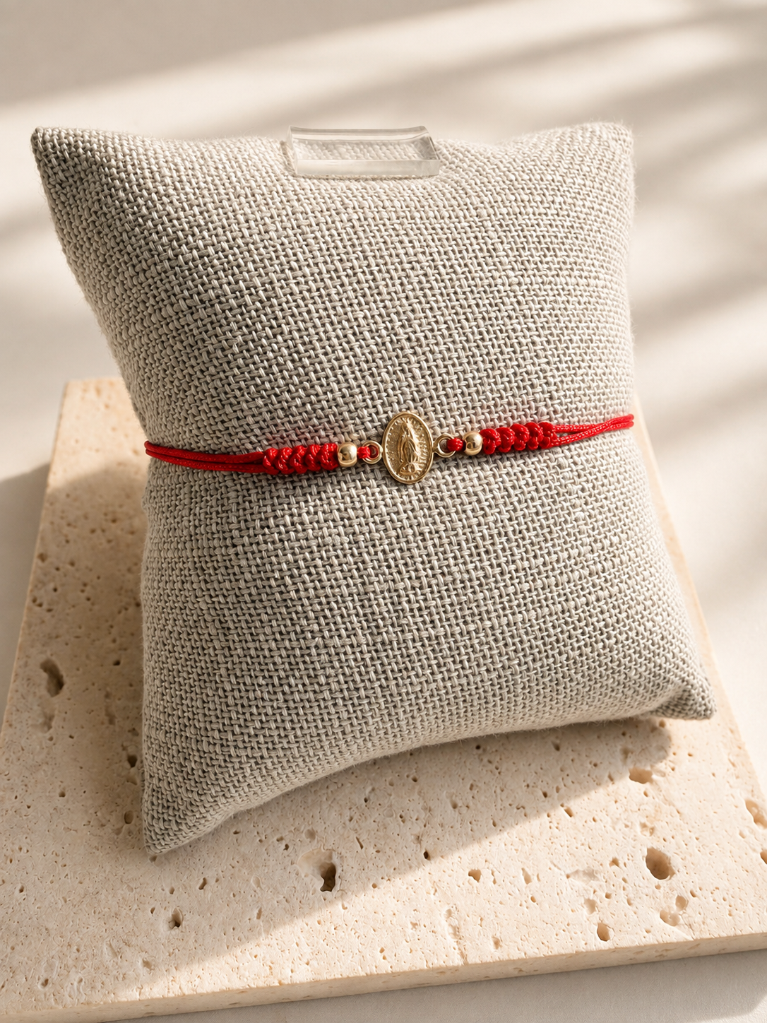 14K Solid Gold Virgin Mary red Bracelet  | Protection Bracelet