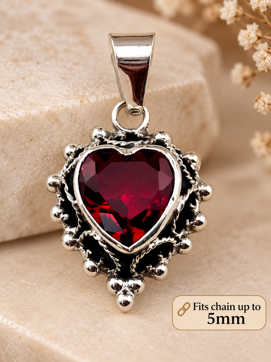 Silver 925 Heart Pendant baroque style - Handmade