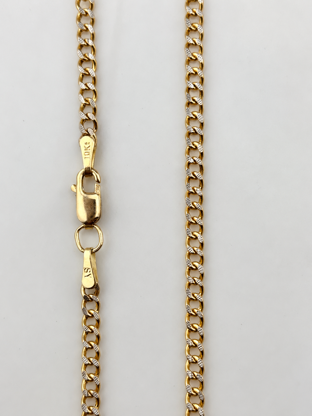 10K Solid Gold Cuban Link Chain 20 Inch, 2.5mm Diamond Cut Finish