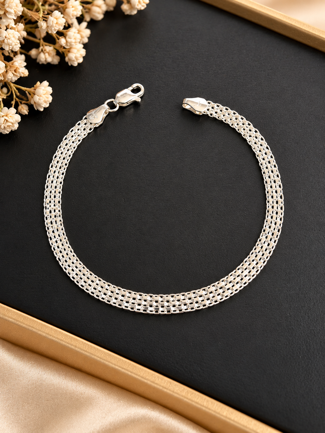Sterling Silver 925 Bismarck Chain Bracelet 8.5 Inch – Classic Link Bracelet