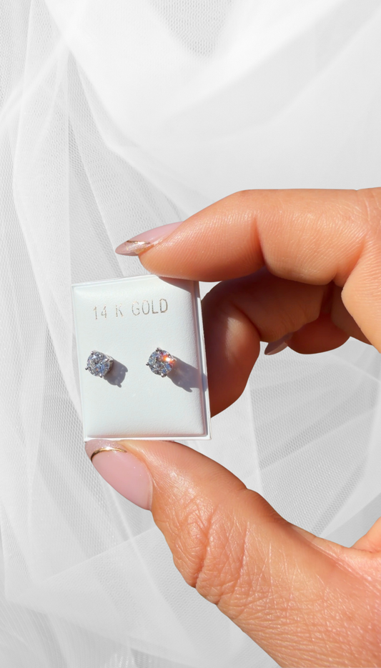 Lab Grown Diamond Stud Earrings 14K White Gold Screw Back – 1.01 CT -5mm Luxury Solitaire Earrings