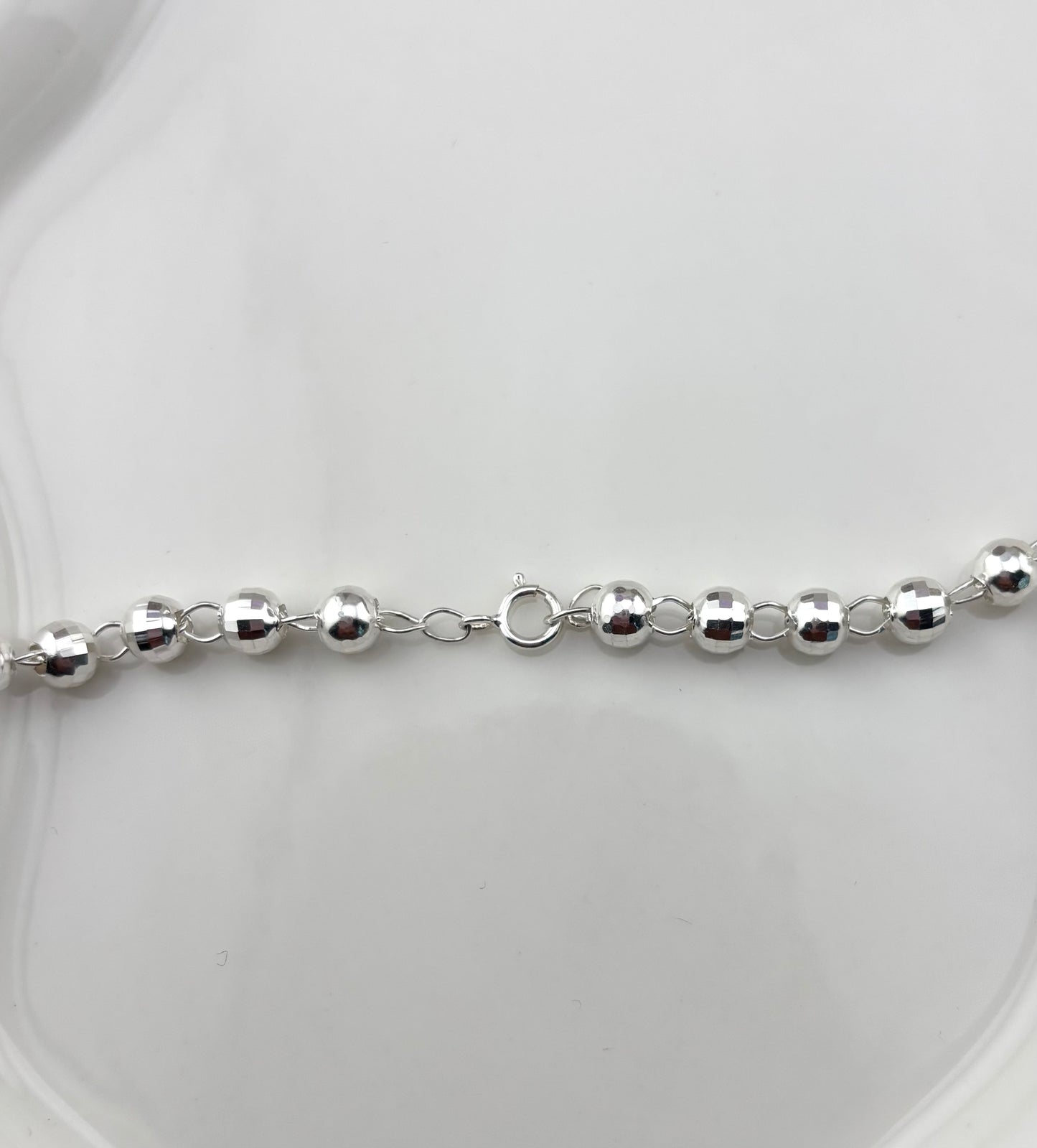 925 Sterling Silver Rosary Necklace, 20 Inch, 5mm Beads, Virgin Mary & Crucifix